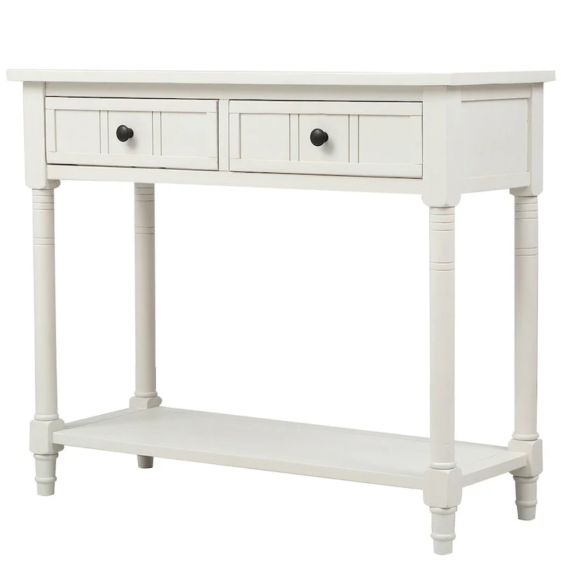 Daisy Series Console Table Traditional Design with Two Drawers and Bottom Shelf Acacia Mangium