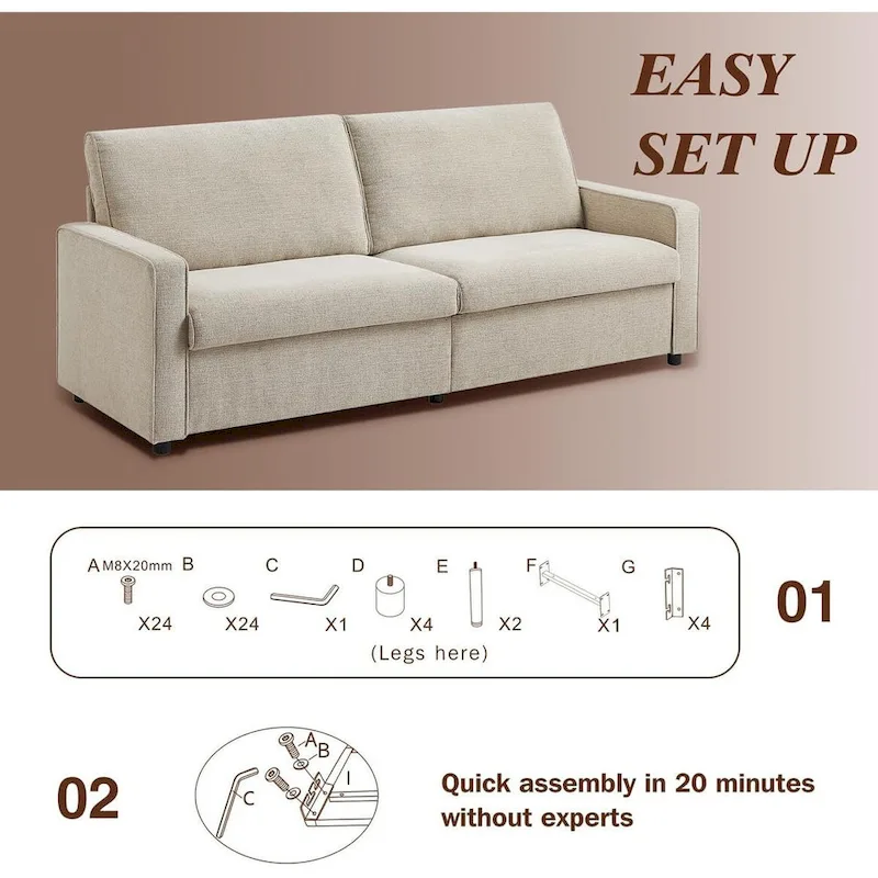80 Modern Chenille Linen Loveseat Sofa for Living Room