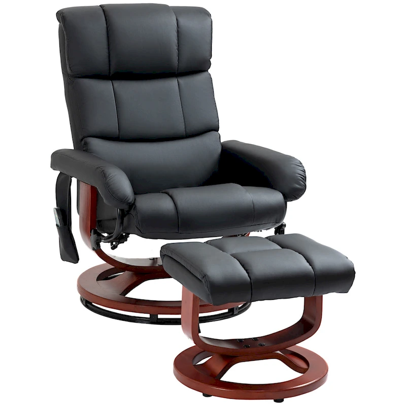 HOMCOM Recliner Chair with Ottoman, Electric Faux Leather Recliner