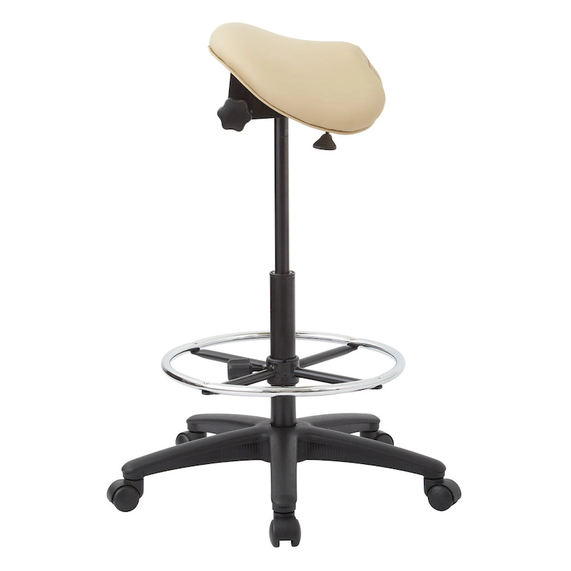 Backless Stool with Height-adjustable Saddle Seat