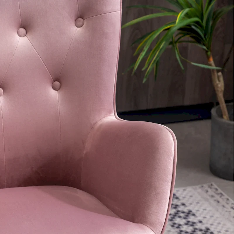 Button-tufted High-back Velvet Accent Chair