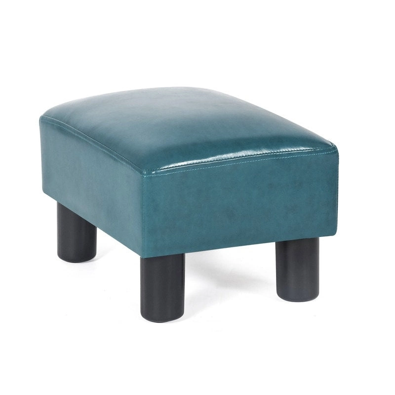 Adeco Faux Leather Ottoman Foot Rest Stool Square Padded Seat Ottoman