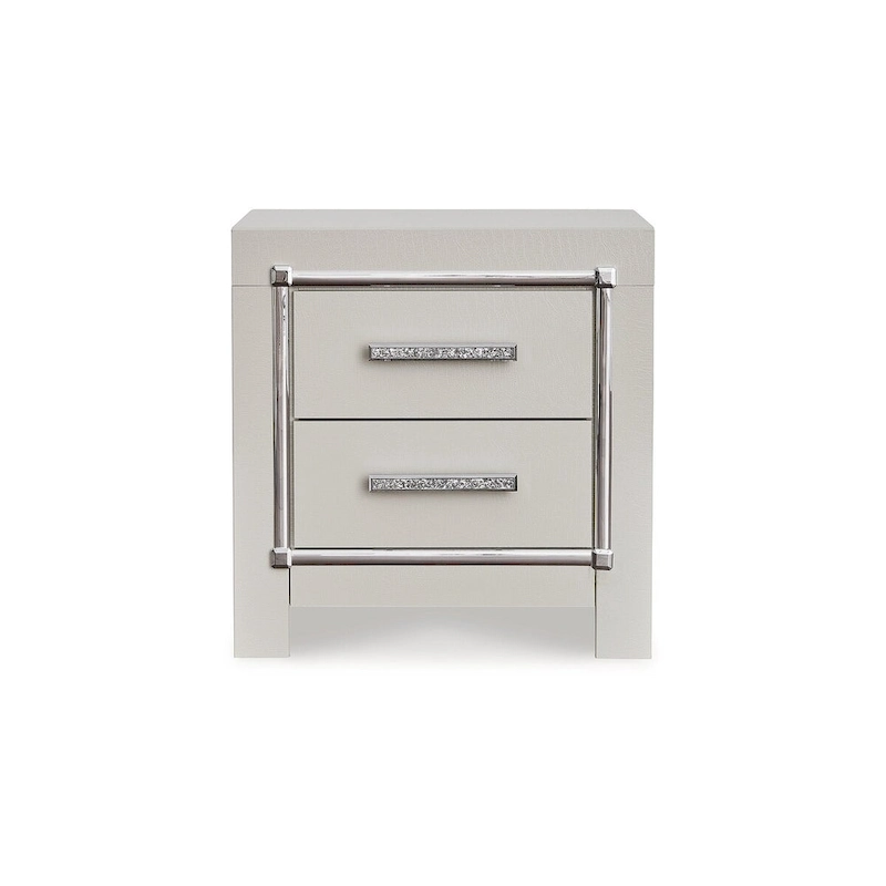 Signature Design by Ashley Zyniden Silver Upholstered Panel Headboard with 2 Nightstands