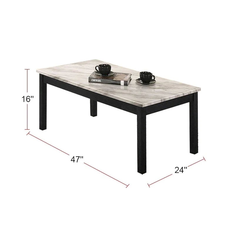 3 Piece Coffee Table with Faux Marble Top