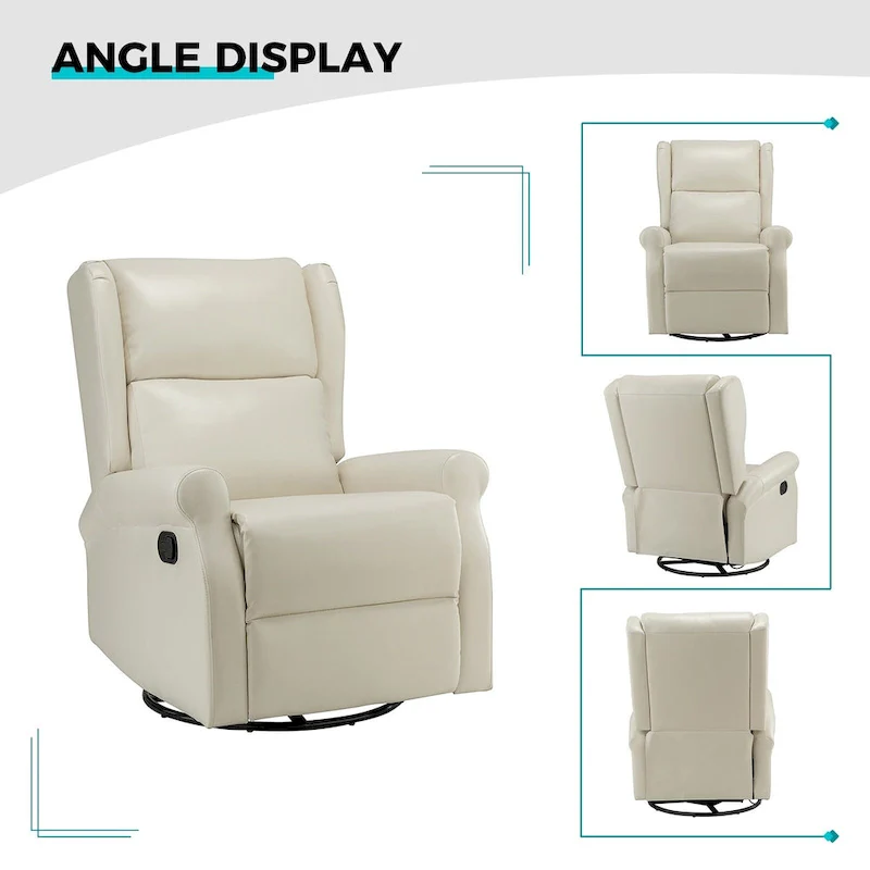 Faux Leather Swivel Nursery Recliners (Metal Base) — Set of 2