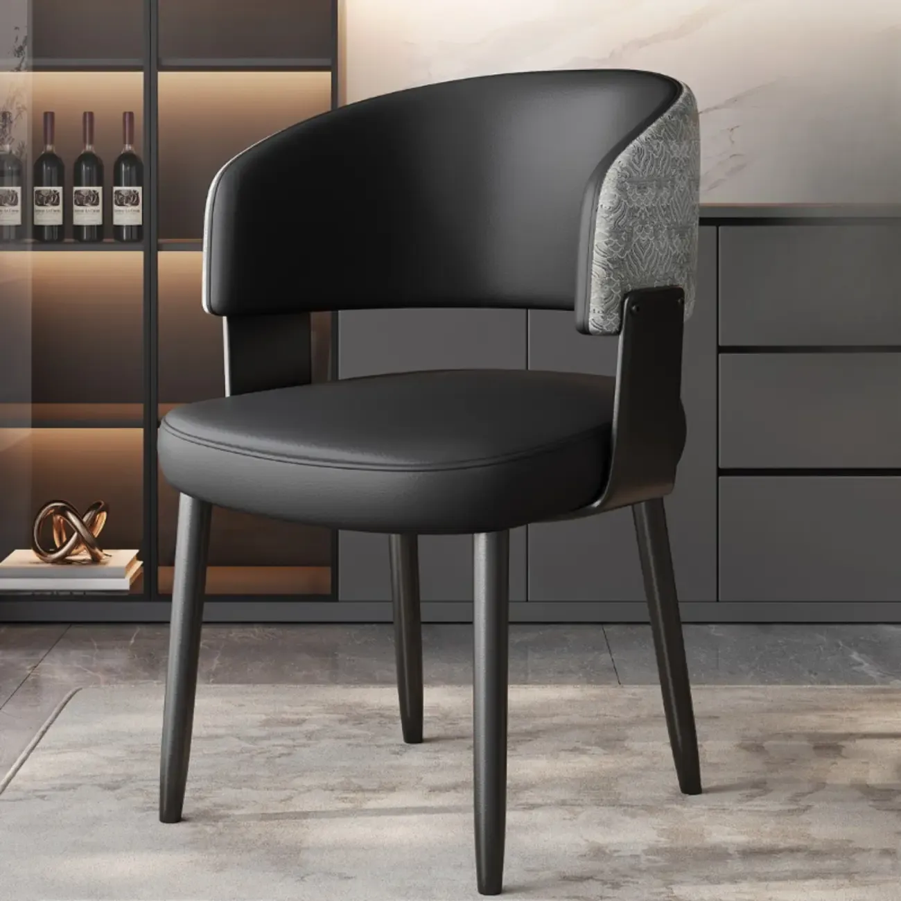 Modern Glam Leather Upholstered Dining Chair