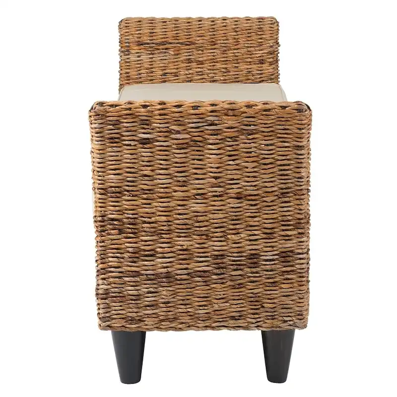 Woven Natural Abaca Bench With Cushion by East at Main