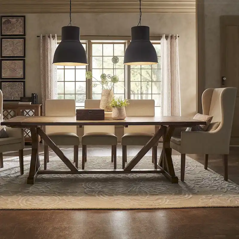 Paloma Rustic Reclaimed Wood Trestle Farm Table by