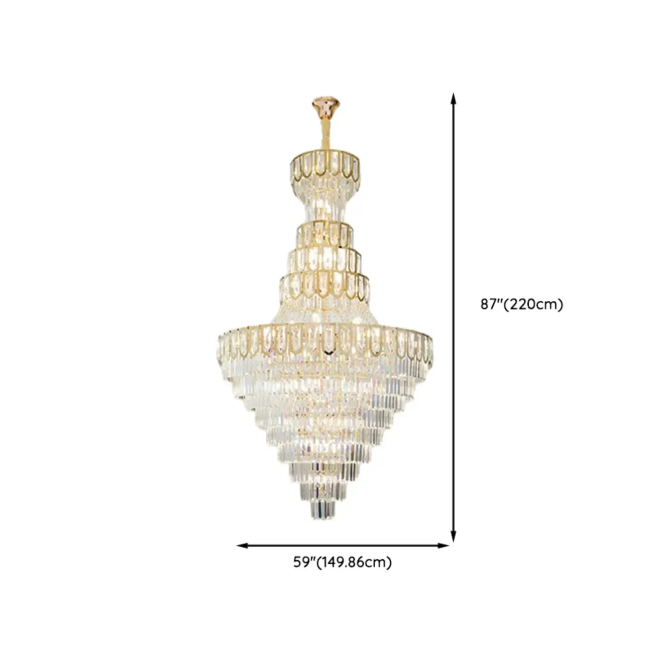Luxury Adjustable Gold Tiered Crystal High Ceiling Chandelier