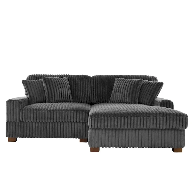 Upholstered Chenille Velvet L Shaped Couch Modular Sofa With Chaise Lounge