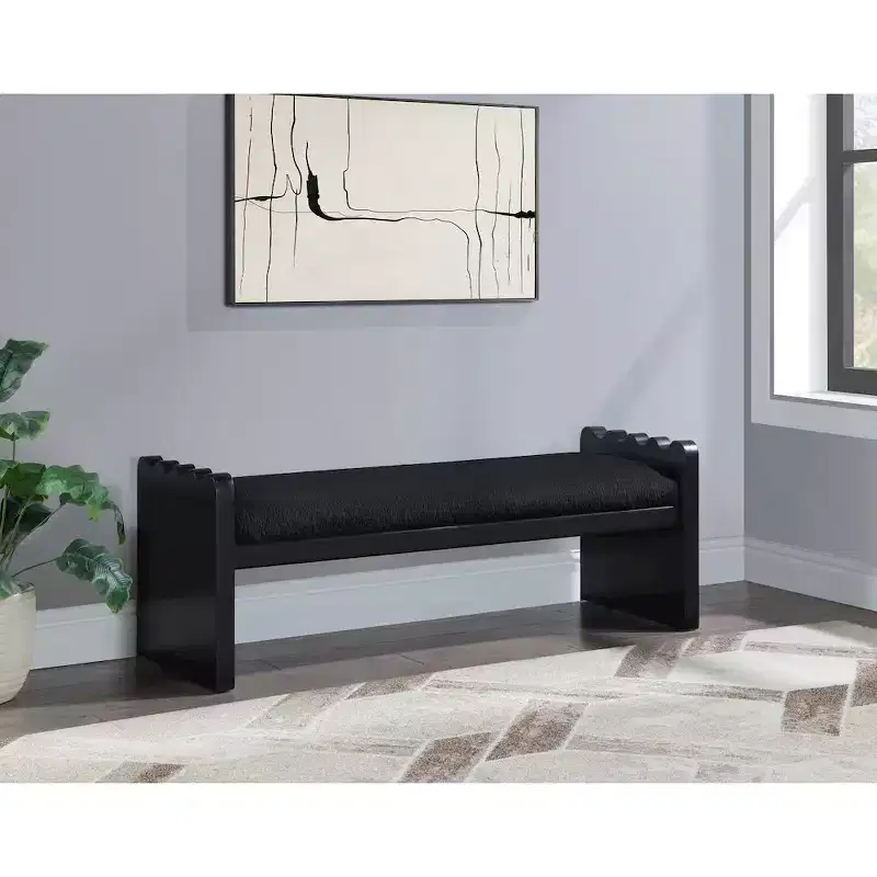 Meridian Furniture,Sonia Velour Fur Fabric Bench