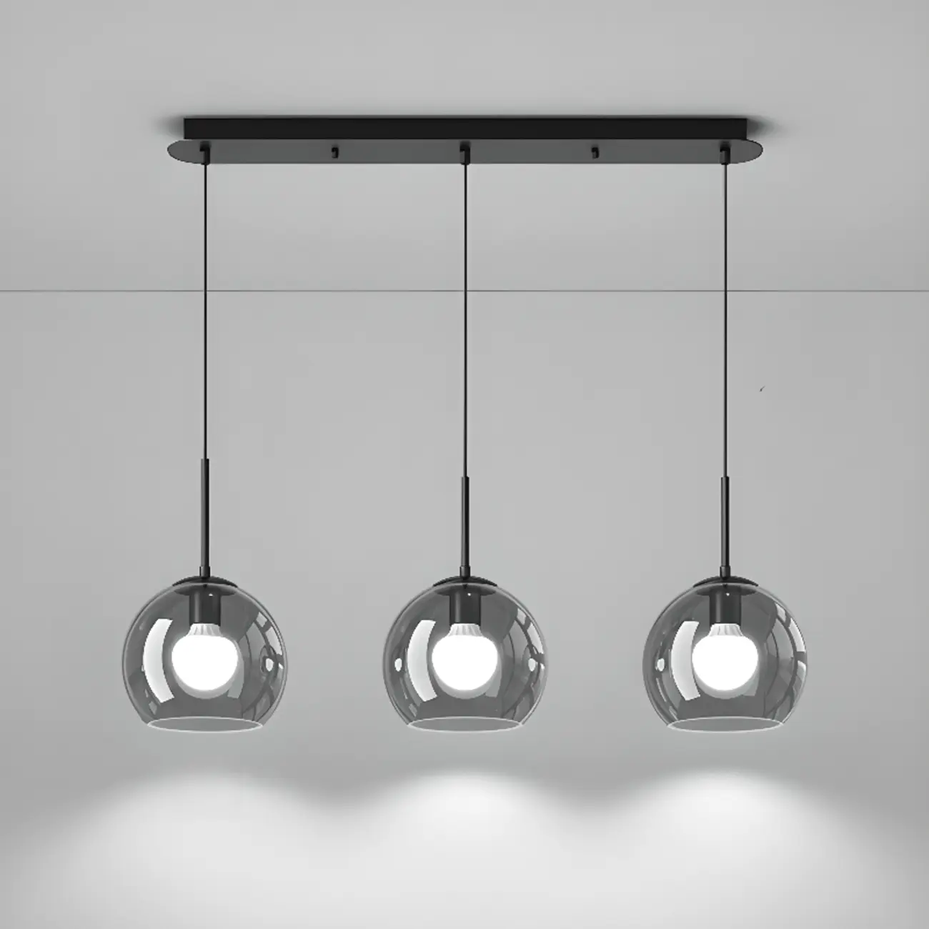 Modern 3-Light Glass Kitchen Pendant Light Adjustable Height