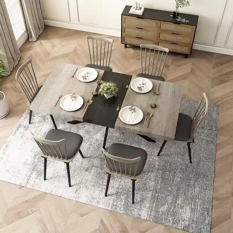 Retro Rectangular Dining Table with Carole Top and Black Embossed Center Plate