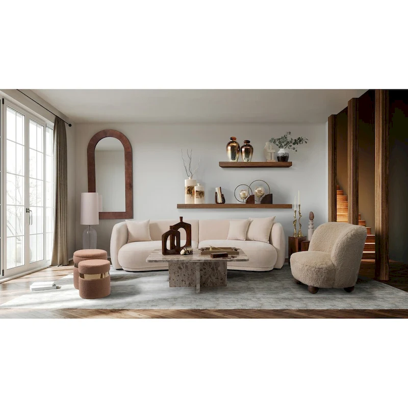 Sagebrook Home Neutral Modern 4 Seat Rectangle Curved Sofa - 117 x 49 x 31