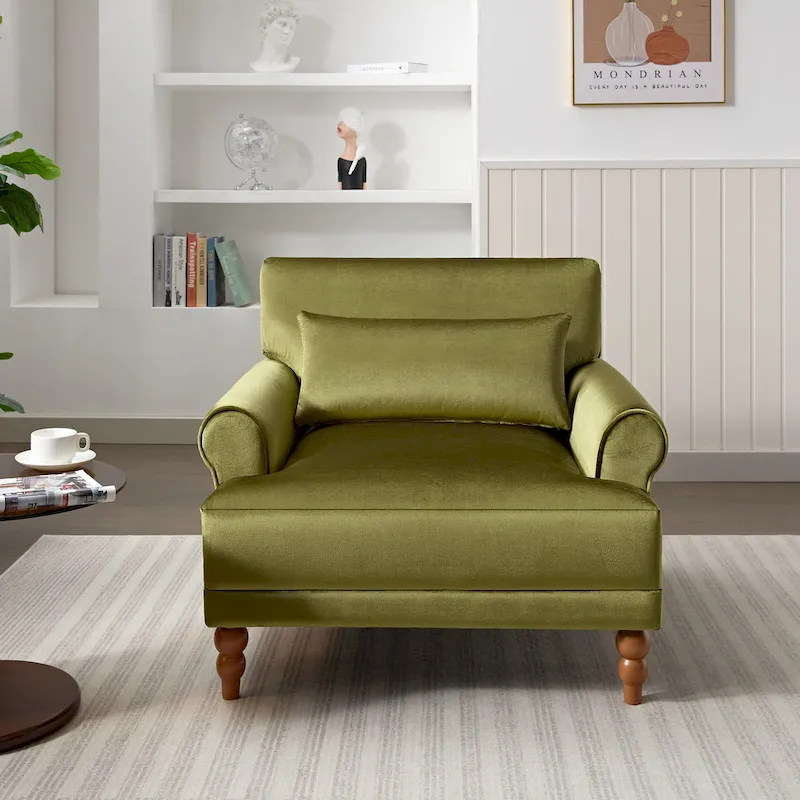 37.8 Velvet Accent Chair with Ergonomic Lumbar Support
