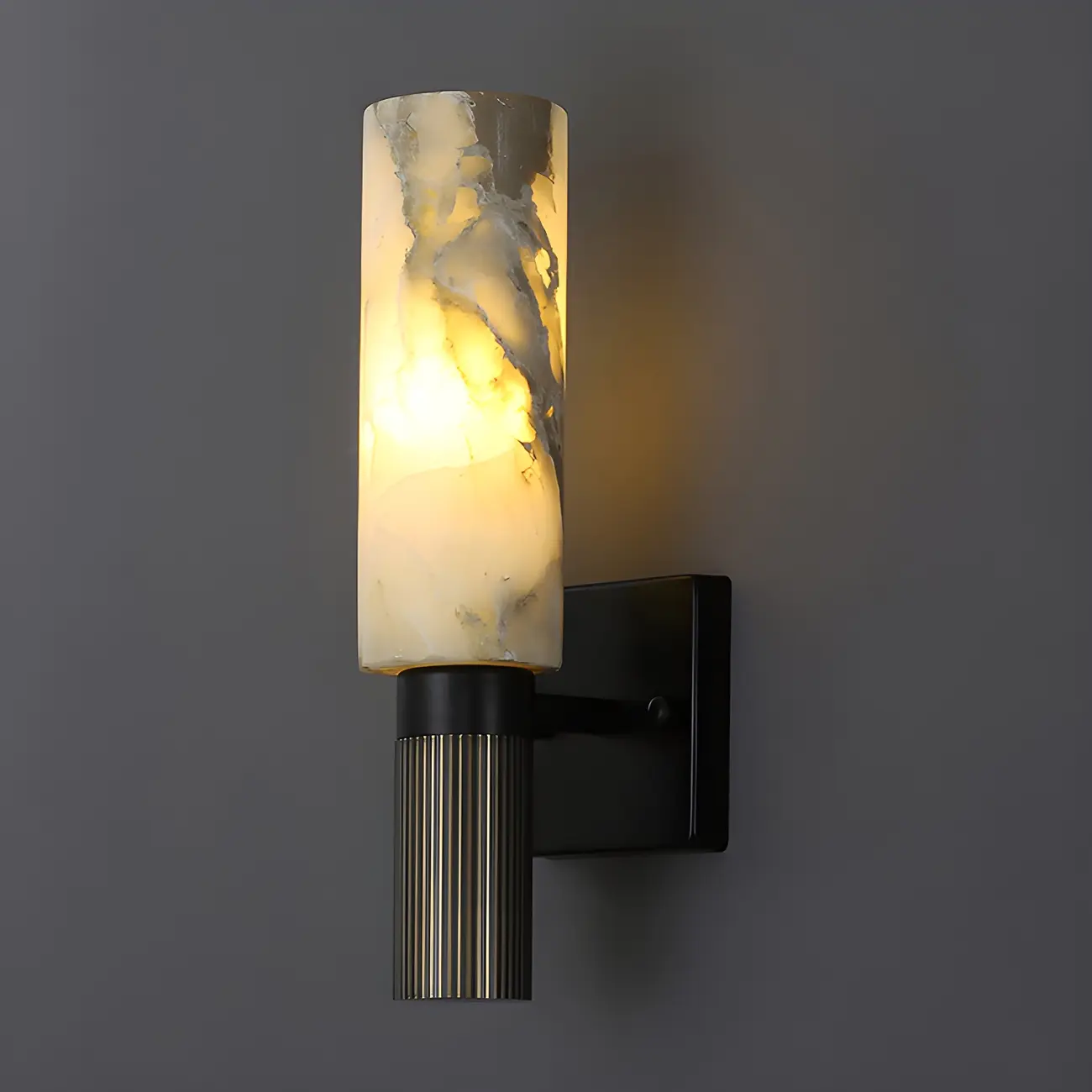 Modern Stone White Cylinder Wall Sconce LED for Bedroom