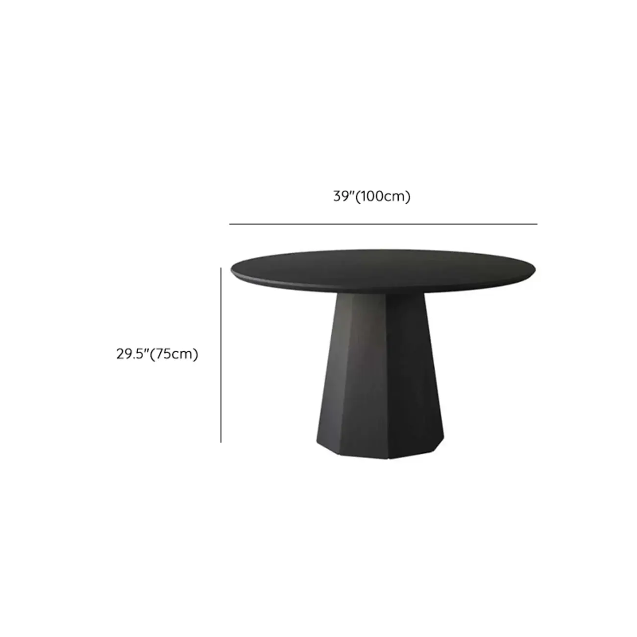Modern Black Wood Round Dining Table