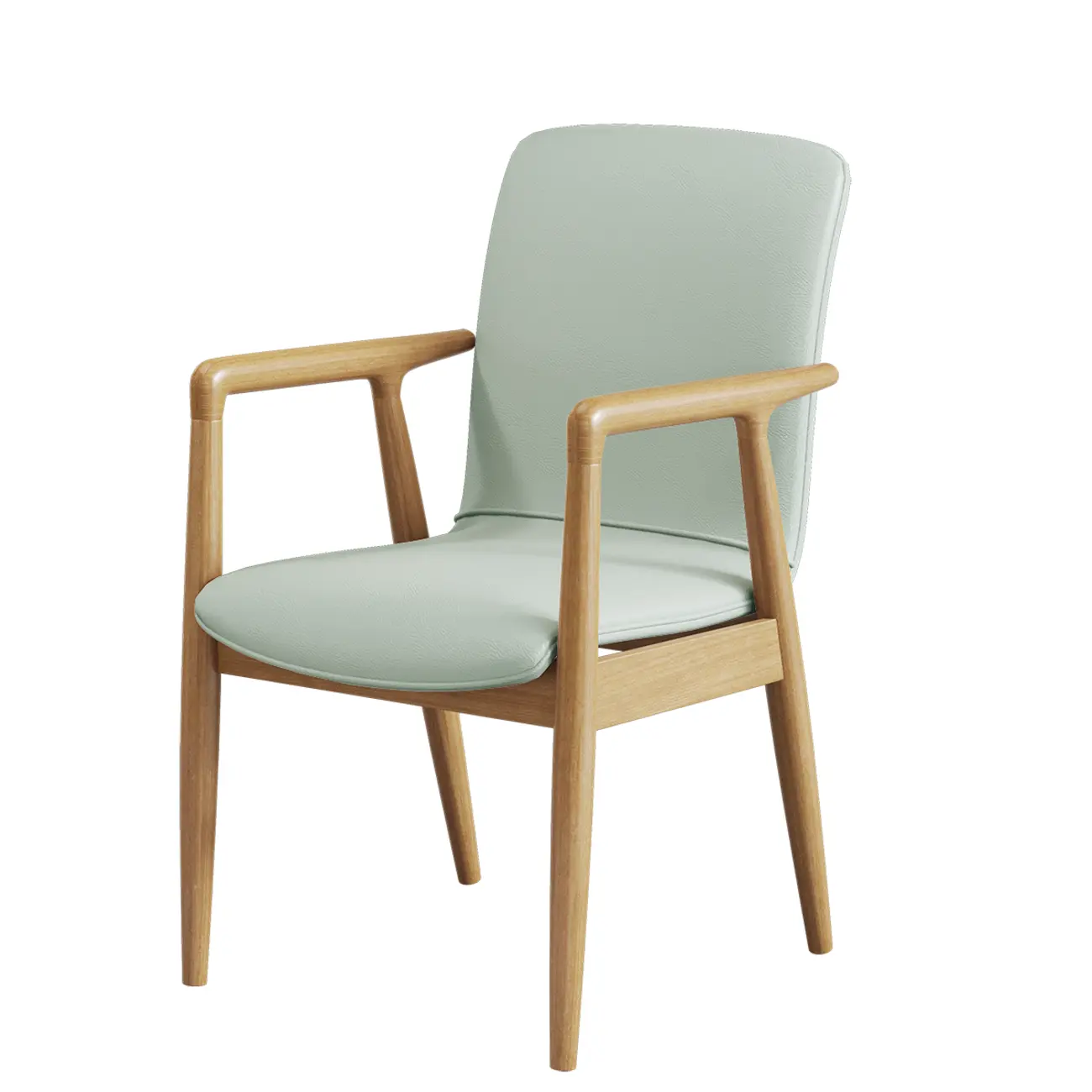 Modern Wood Faux Leather Upholstered Dining Armchair