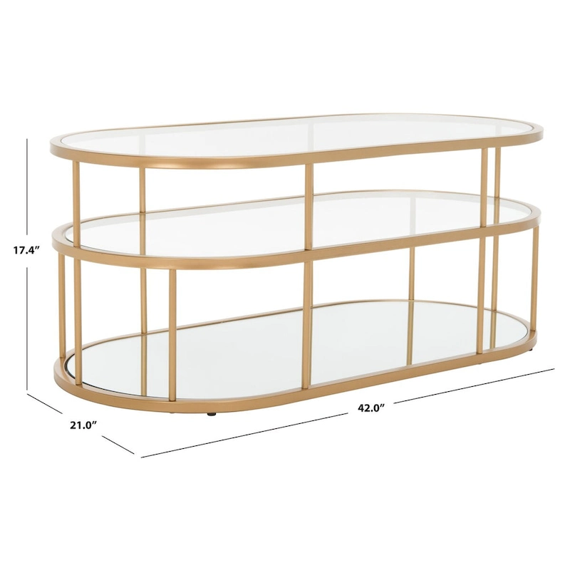 SAFAVIEH Frederica 3 Shelf Coffee Table - 42 L x 21 D x 17 H - 42Wx21Dx17H