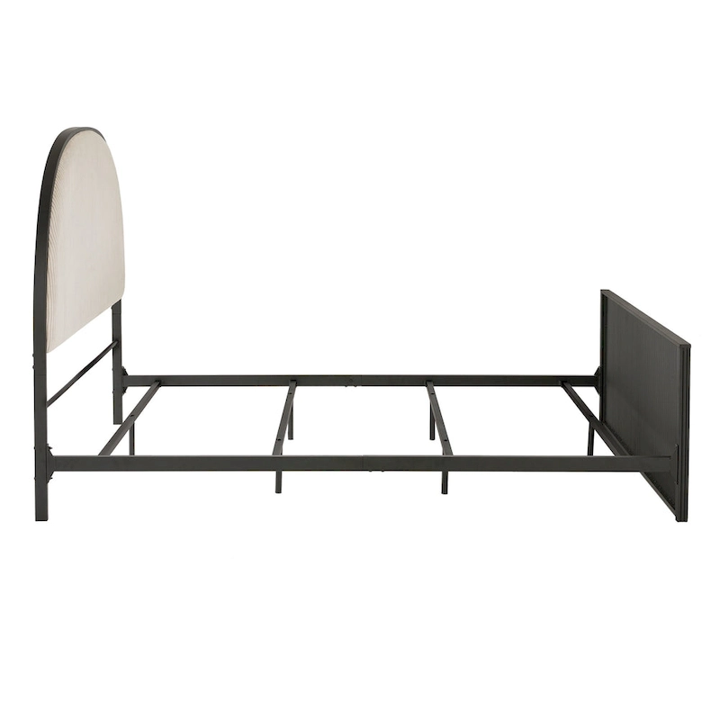 Choteau Black Finish Metal Gray Fabric Queen Bed by iNSPIRE Q Modern