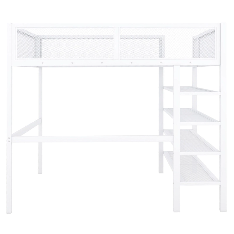 Full Loft Bed with Four Shelves