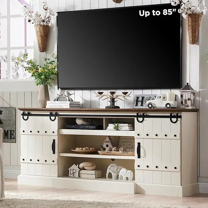 75 Farmhouse TV Stand, Media Console Table, Entertainment Center