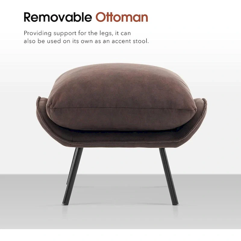 MCombo Set of 2 Accent Chair with Ottoman, Leathaire Fabric LW951