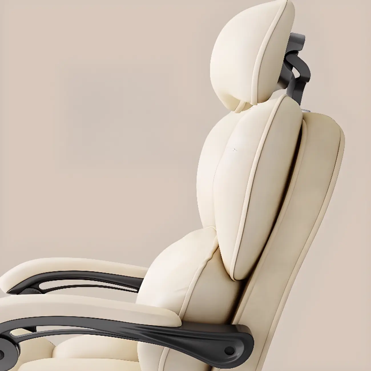 Modern Khaki Leather Adjustable Reclining Office Chair