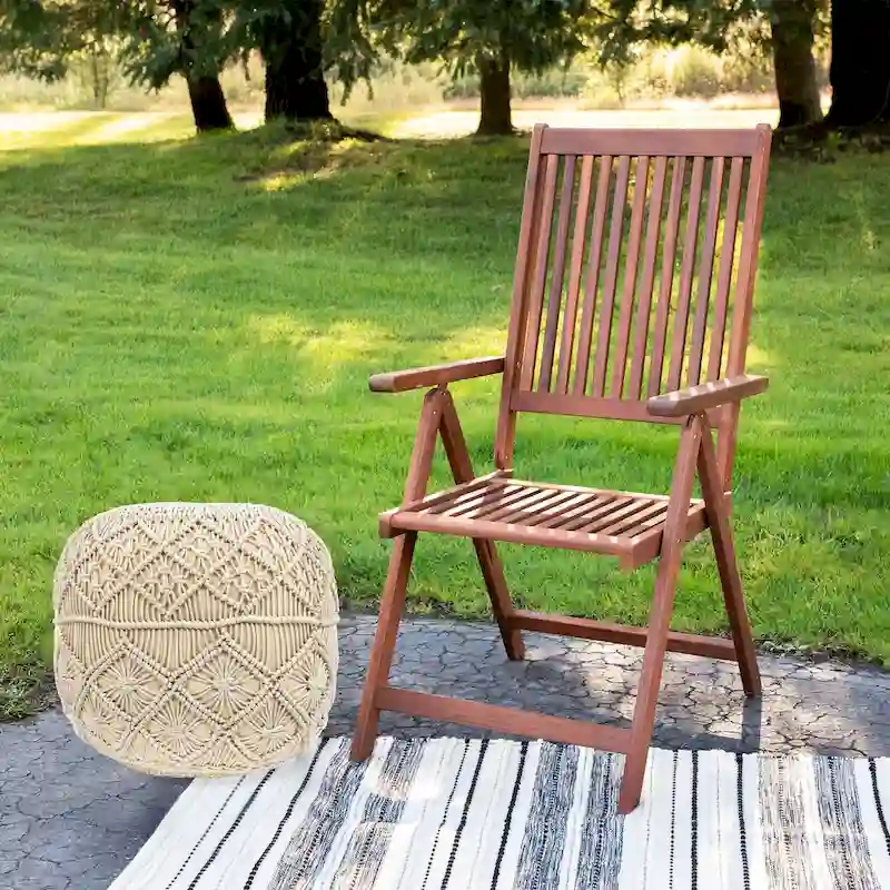 18 Solid Cream Macrame Round Handmade Natural Cotton Pouf