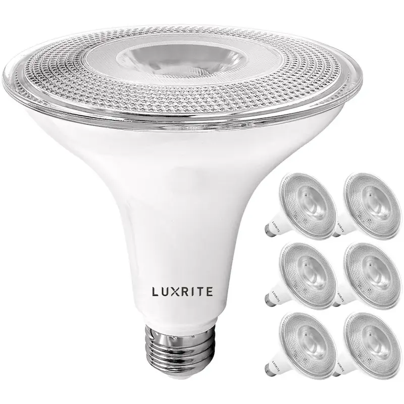Luxrite 6 Pack LED PAR38 Flood Light Bulb 1250 Lumens 15W Dimmable Wet Rated E26 Base UL Listed