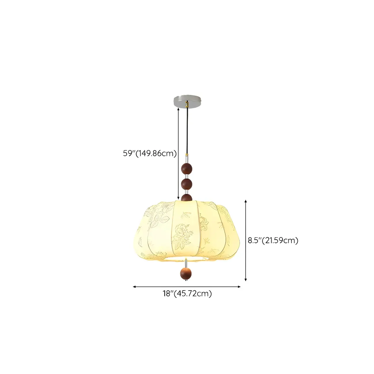 Elegant Flower Pattern Beige Fabric Geometric Chandelier