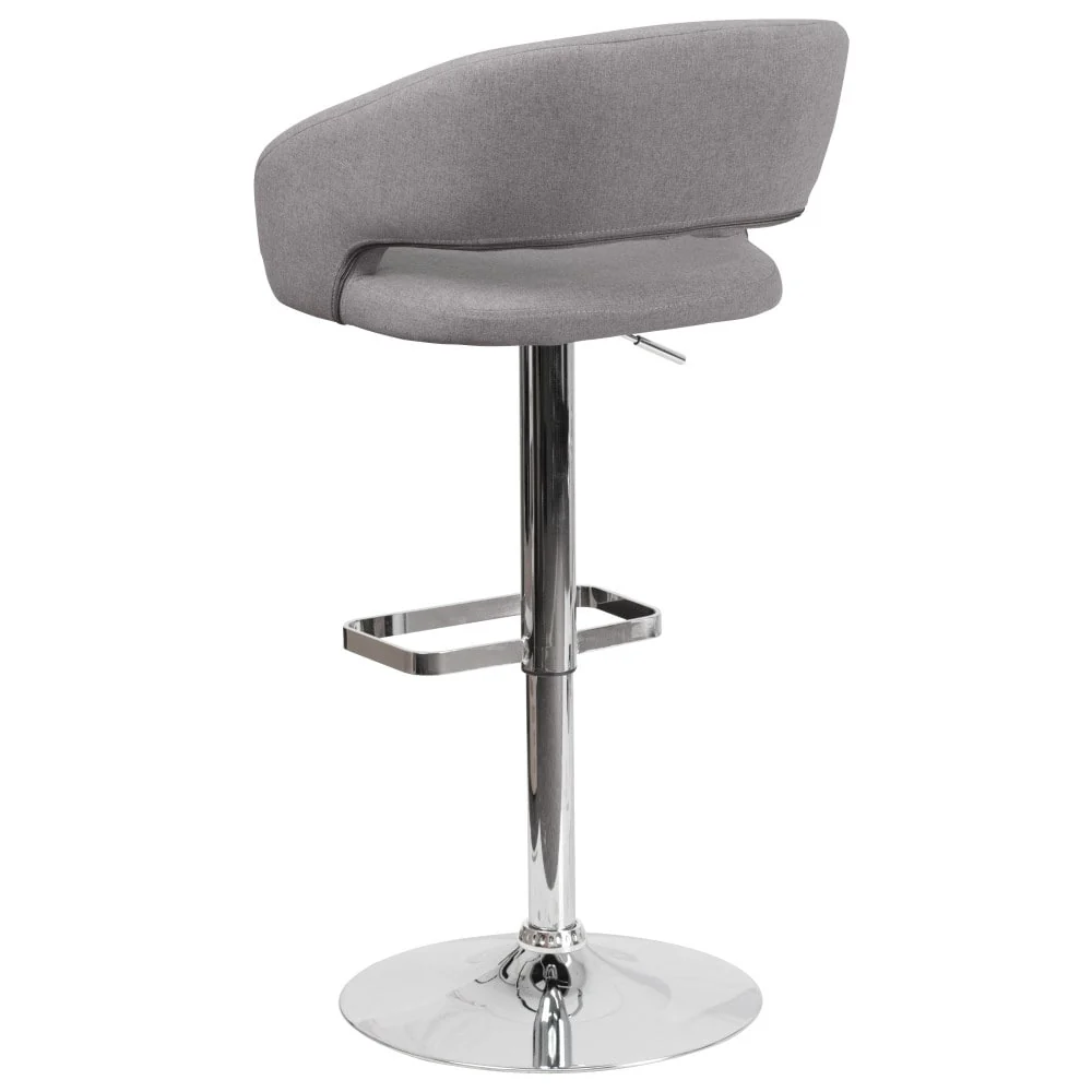 Modern Upholstered Adjustable-Height Barstool with Rounded Back