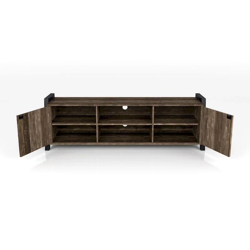 Carson Farmhouse Reclaimed Oak 66-inch 6-Shelf TV Stand