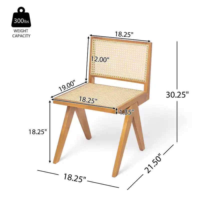 Christopher Knight Home Sepp Rubberwood and Cane Armless Dining Chair with V-Shaped Legs(Set of 2)