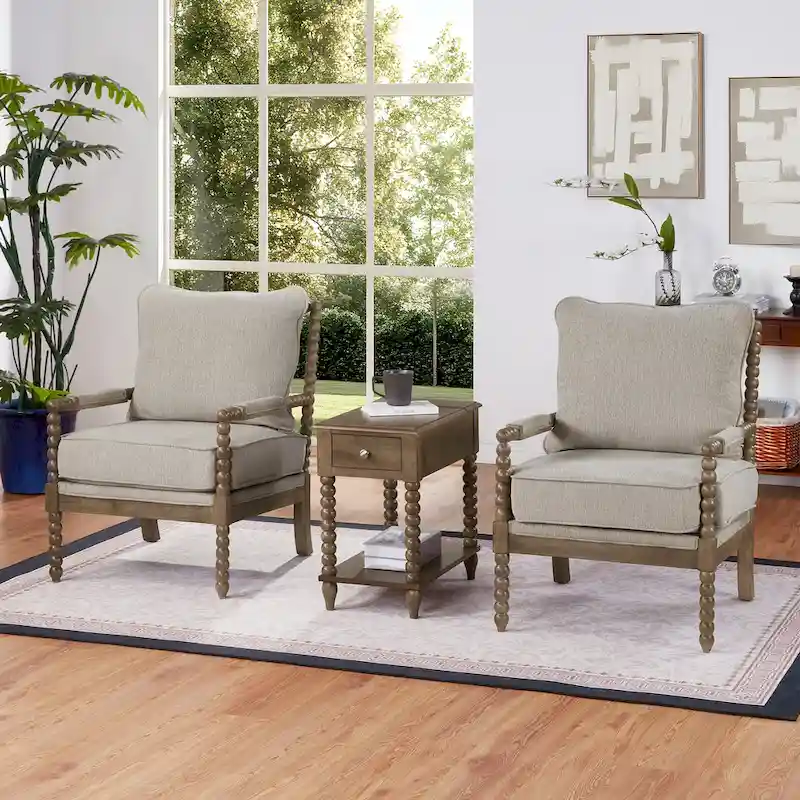 Traditional 23.6 Spindle Leg Wood End Table with USB