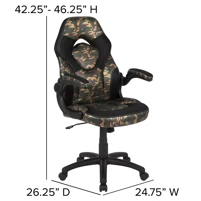 Flash Furniture Gaming Desk and Racing Chair Set with Cup Holder, Headphone Hook & 2 Wire Management Holes