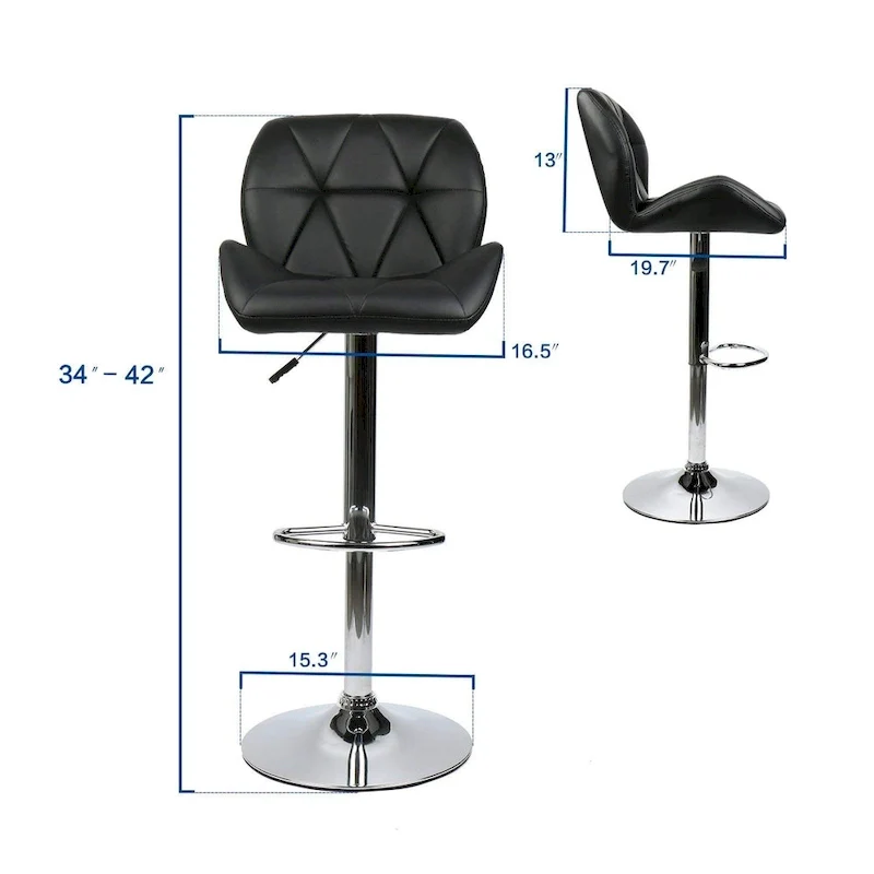 Modern Faux Leather Adjustable Swivel Bar Stools (Set of 2)