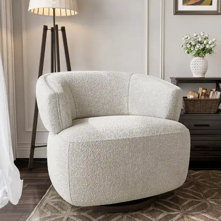 Fully Assembled Upholstered Swivel Barrel Chair