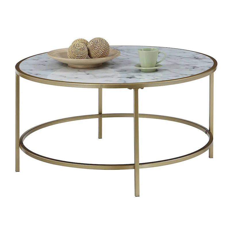 Convenience Concepts Gold Coast Faux Marble Round Coffee Table