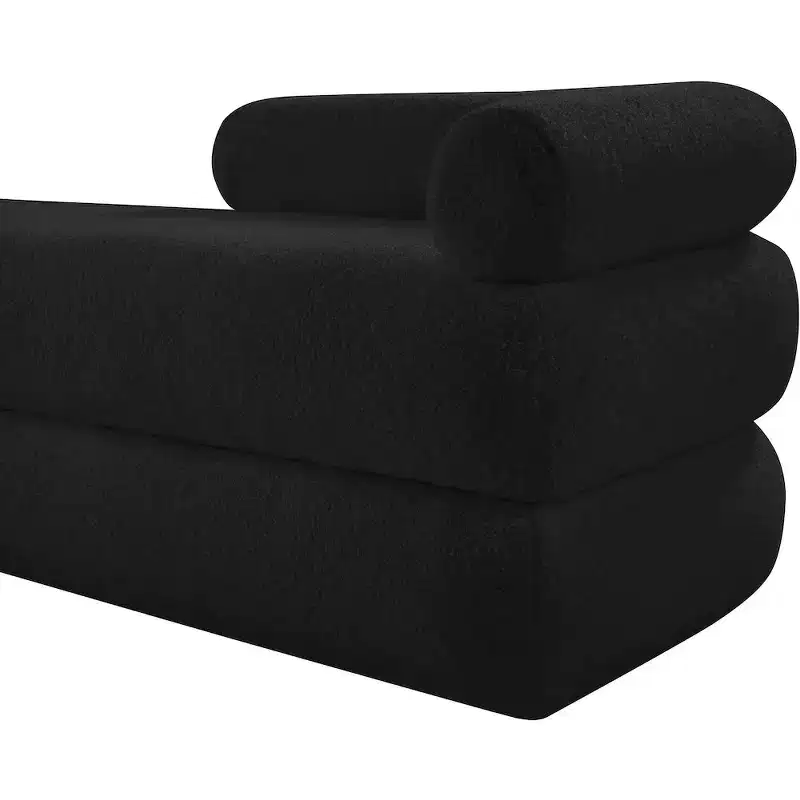 Meridian Furniture,Kennedy Faux Shearling Teddy Fabric Bench
