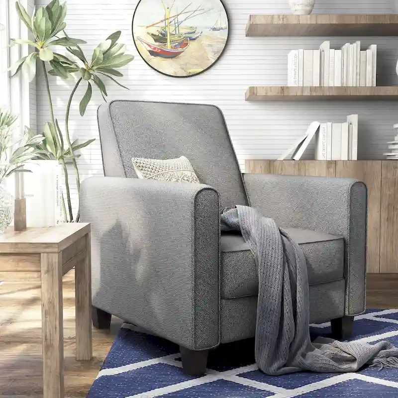 Haynes Traditional Fabric Welted Padded Recliner Chair by Furniture of America