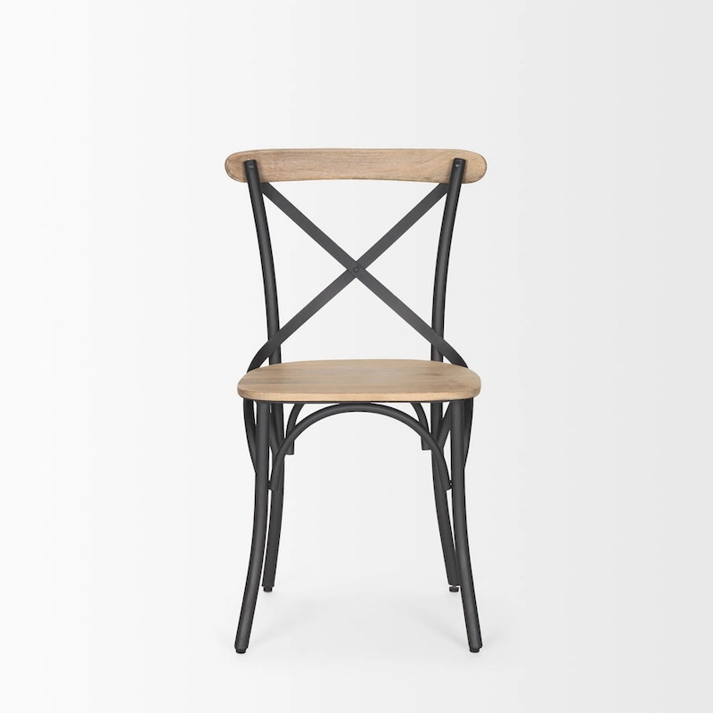 Etienne Light Brown Wood w/ Iron Metal Dining Chair (Set of 2) - 20.0L x 18.0W x .5.5H