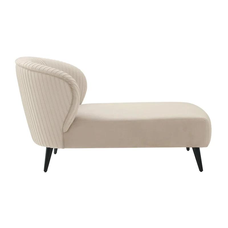 Pleated Velvet Upholstered Chaise Lounge