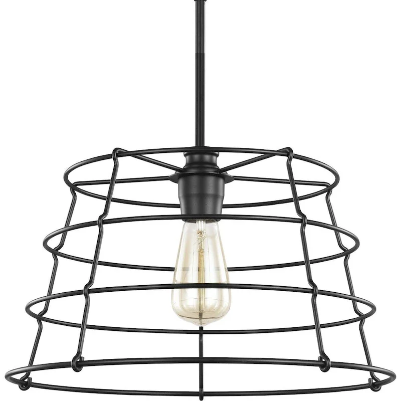 Chambers Collection One-Light Matte Black Farmhouse Pendant Light - 12.870  x 18.720  x 18.720