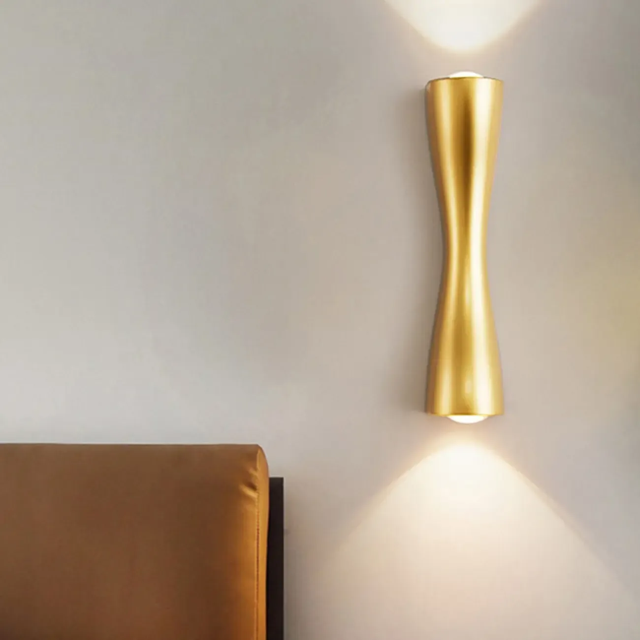 Modern 2-Light Black and Gold Curved Wall Sconce