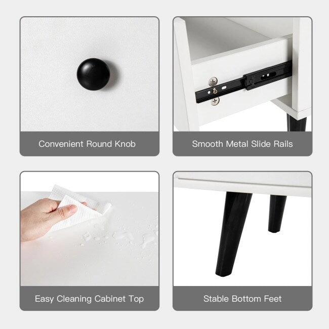 4 Drawers Dresser Chest of Drawers Free Standing Sideboard Cabinet-White