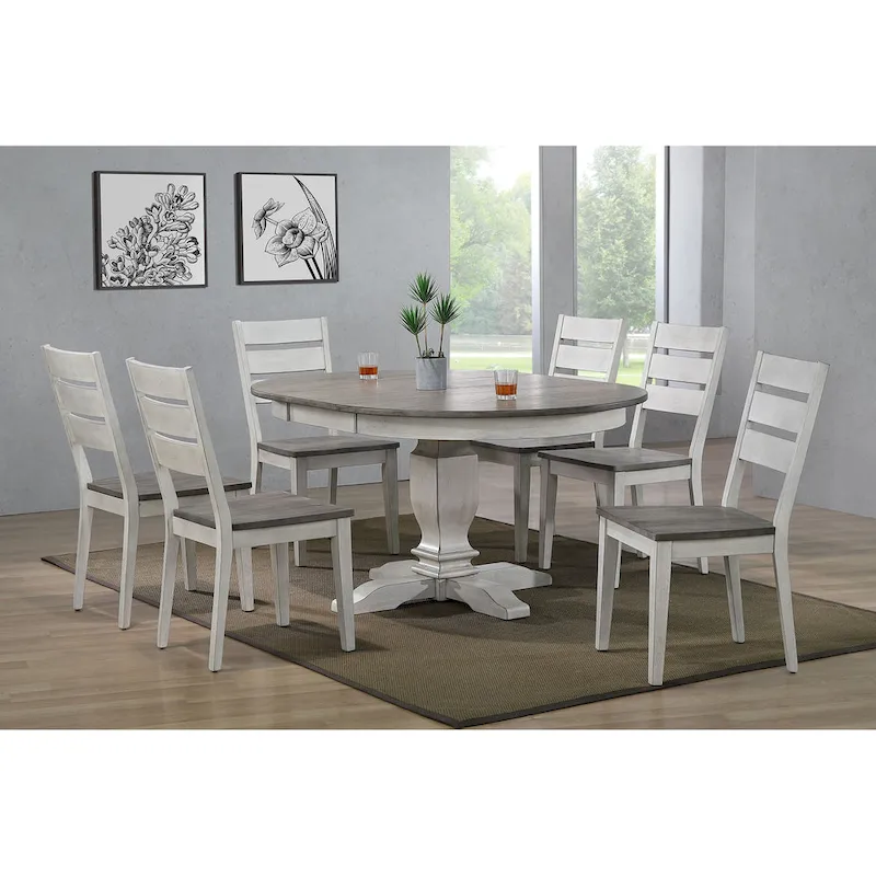 The Gray Barn Avalon 7-piece Contemporary Dining Set in Stormy White and Ash