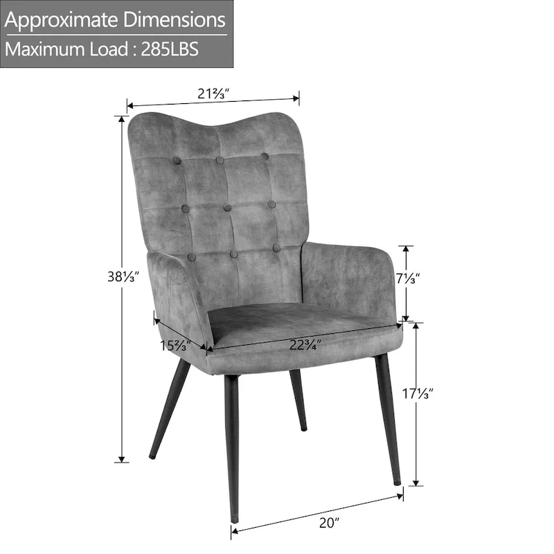 High-back Button Tufted Wingback Accent Chair