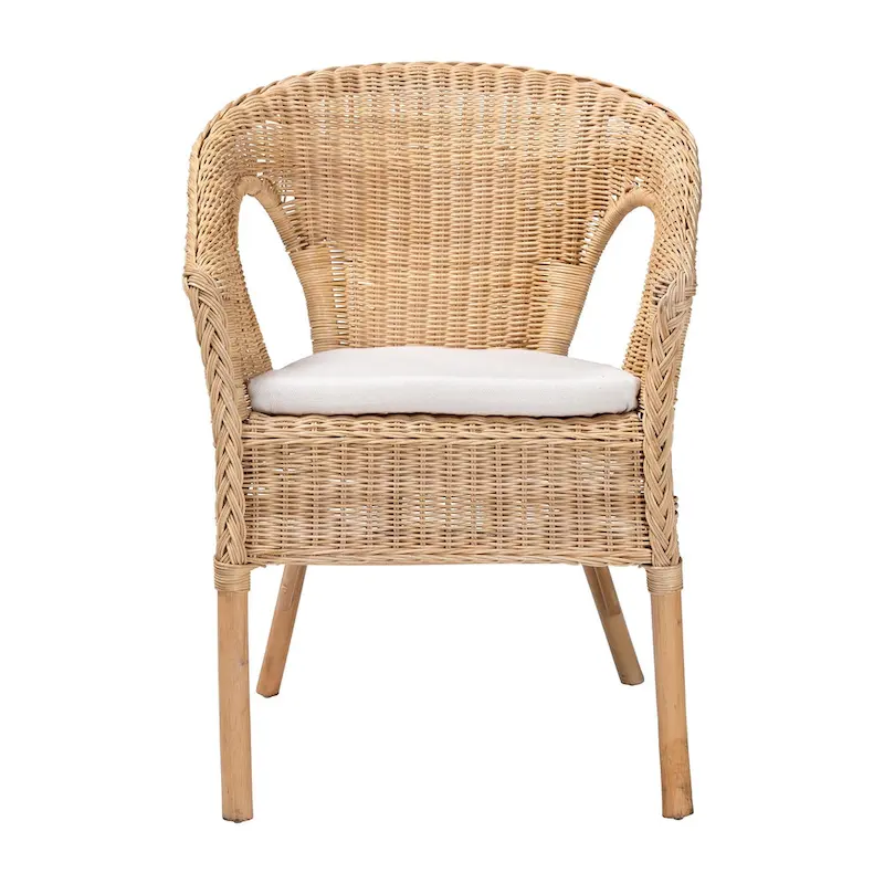 Abbey Modern Bohemian Natural Rattan Dining Chair