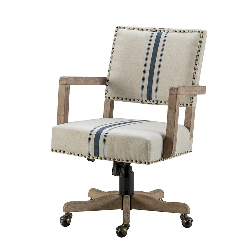 Mid-Back Swivel Height-Adjustable Task Chair with Nailhead Trim